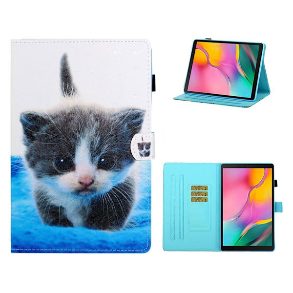Samsung Galaxy Tab A 10.1 (2019) mønster læder flip etui - Kat Multicolor