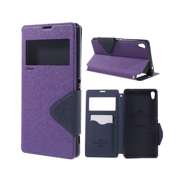 Roar Korea Sony Xperia XA Ultra læder-etui m. vindue - Lilla Purple