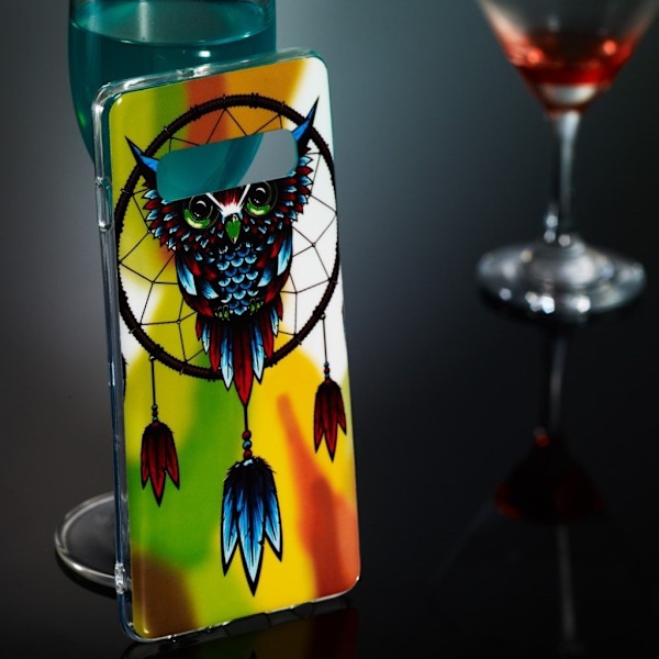 Samsung Galaxy S10 Plus kirkkaasti hohtava kuosi Suojakotelo - Pöllö Unisieppari Multicolor