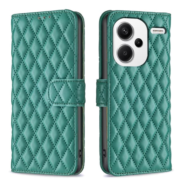 Rhombus mat Xiaomi Redmi Note 13 Pro Plus flip etui - Grøn Green