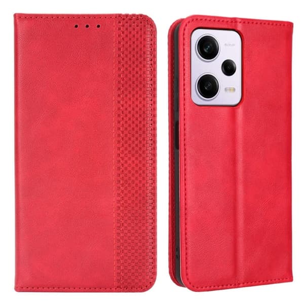 Bofink Vintage Xiaomi Redmi Note 12 Pro Nahkakotelo - Punainen Red
