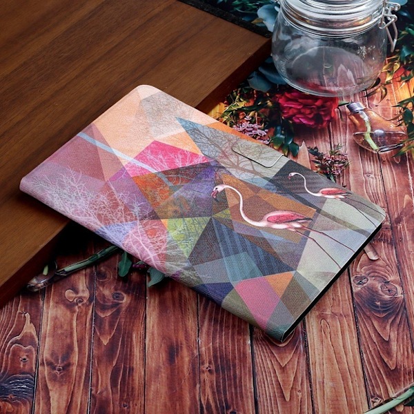iPad 10.2 (2019) snyggt mönstrat flipfodral i läder - Flamingo multifärg