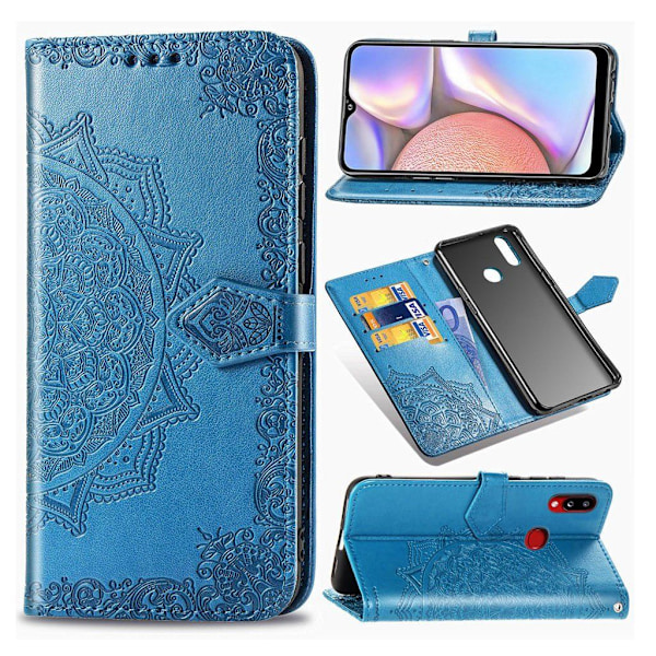Mandala Samsung Galaxy A10s Flip kotelot - Sininen Blue