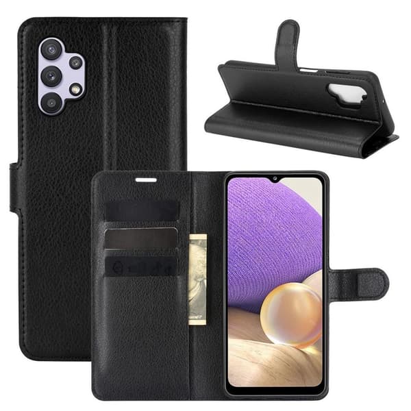 Klassisk Samsung Galaxy A32 flip etui - Sort Black