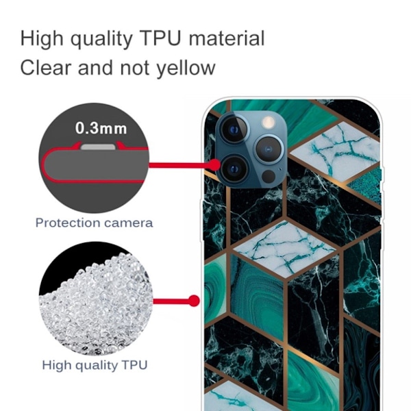 Marble iPhone 13 Pro Suojakotelo - Emerald Marble Green