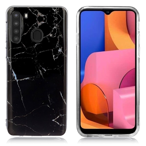 Marble Samsung Galaxy A21 Cover - Sort marmor Black