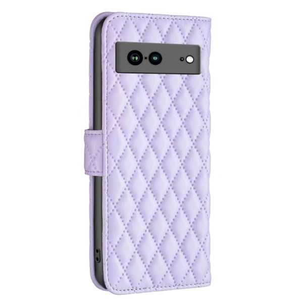 Rombemønster, matt flip-deksel for Google Pixel 7a - Lilla Purple