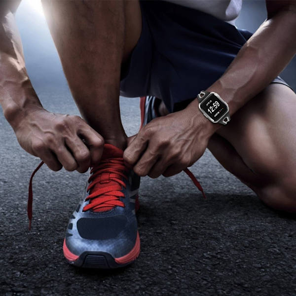 Fitbit Versa tofarvet vandtæt silikone Urrem - Sort / Grå Black