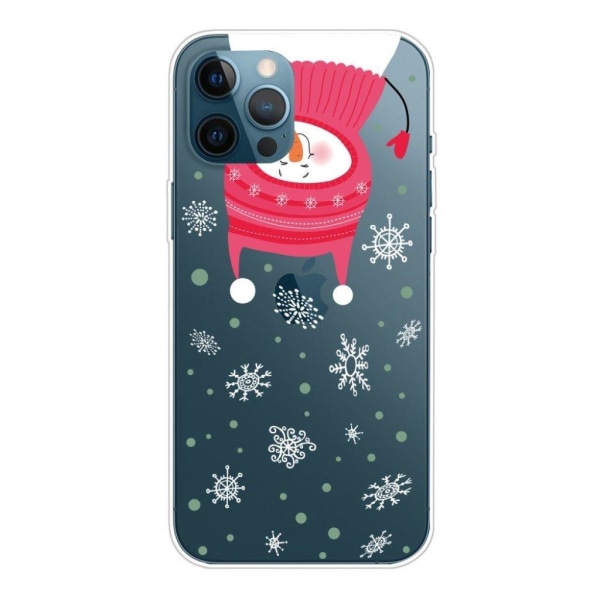 Christmas iPhone 12 Pro Max case - Snowman and Snowflakes Red