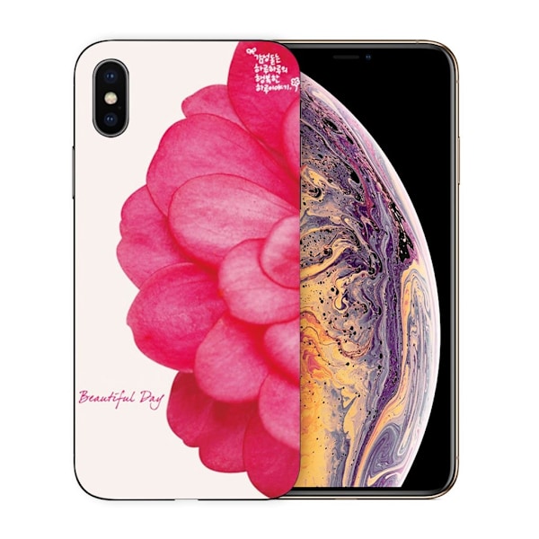 Mjukt fodral med mönsterutskrift för iPhone XS - Rosblomma Röd