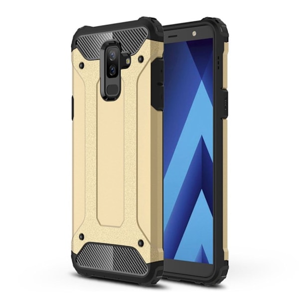 Samsung Galaxy A6 Plus Armor Guard Muovi ja TPU Hybriidi Takaosa Suoja Kuori - Kulta Gold