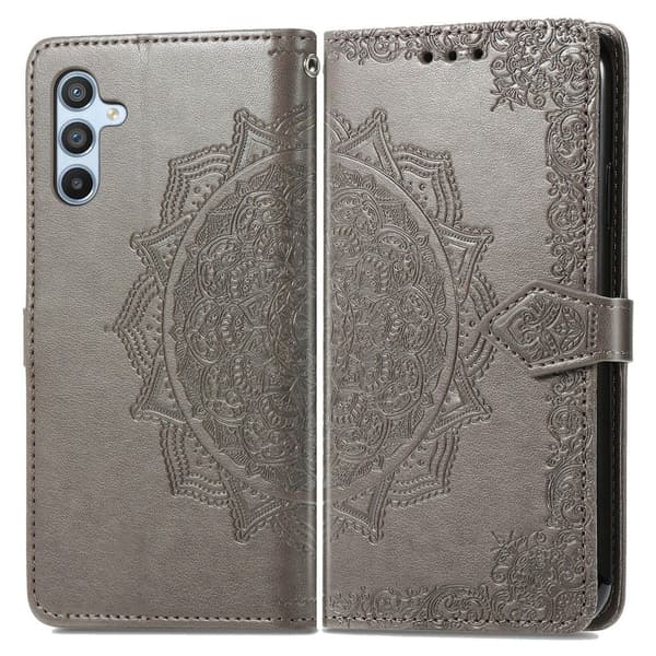 Mandala läder Samsung Galaxy A56 fodral - Grå Silvergrå