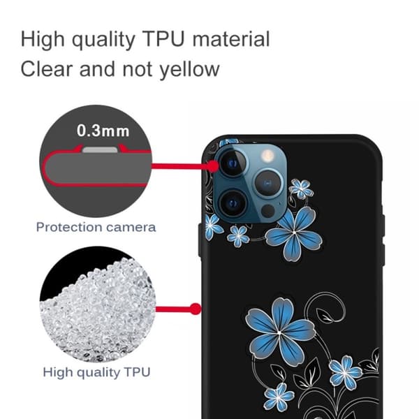 Imagine iPhone 13 Pro Max deksel - Blå Blomster Blue
