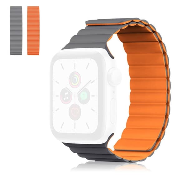 KINGXBAR Apple Watch 40 mm klockarmband i silikon - Grå / Orange Silvergrå