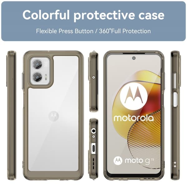 Motorola Moto G73 älykäs akryylikansi - Läpinäkyvä Harmaa Silver grey