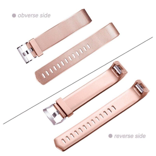 Silicone shine texture watch band for Fitbit Charge 2 - Rose Gol Rosa
