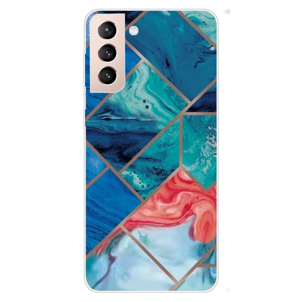 Marble Samsung Galaxy S22 Plus Etui - Blå og Oransje Klinkekule Multicolor