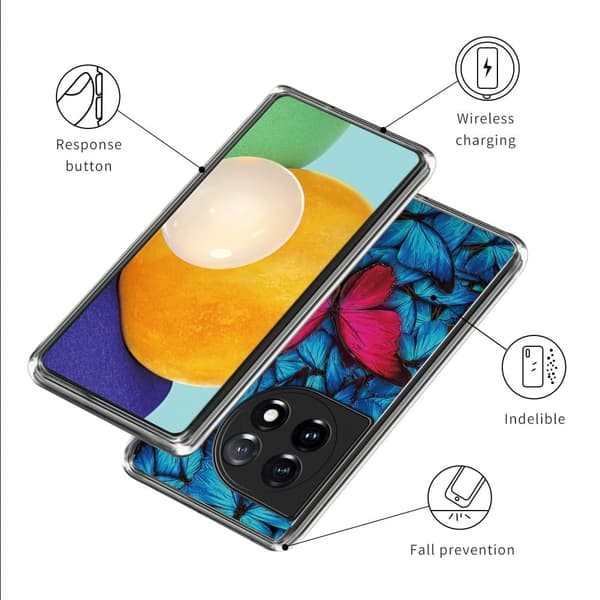 Fantasy OnePlus 12R / OnePlus Ace 3 skal - Röd Fjäril Blå