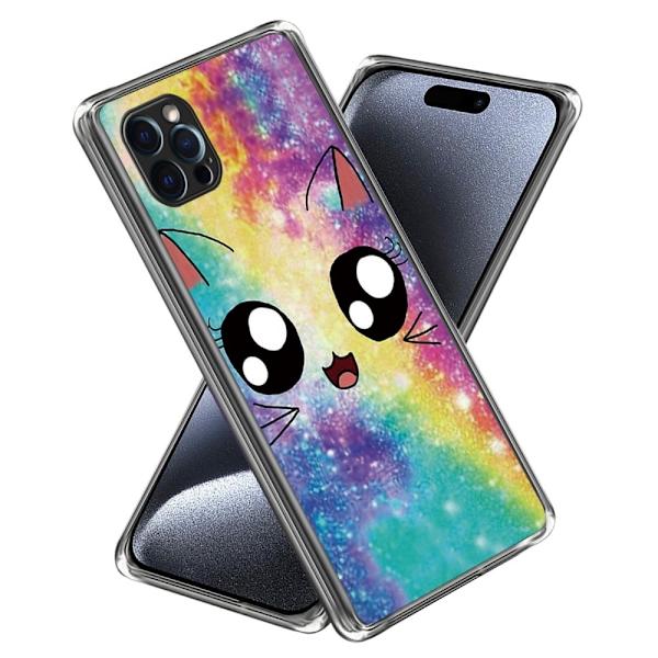 Deco iPhone 16 Pro deksel - Regnbuekatt Multicolor