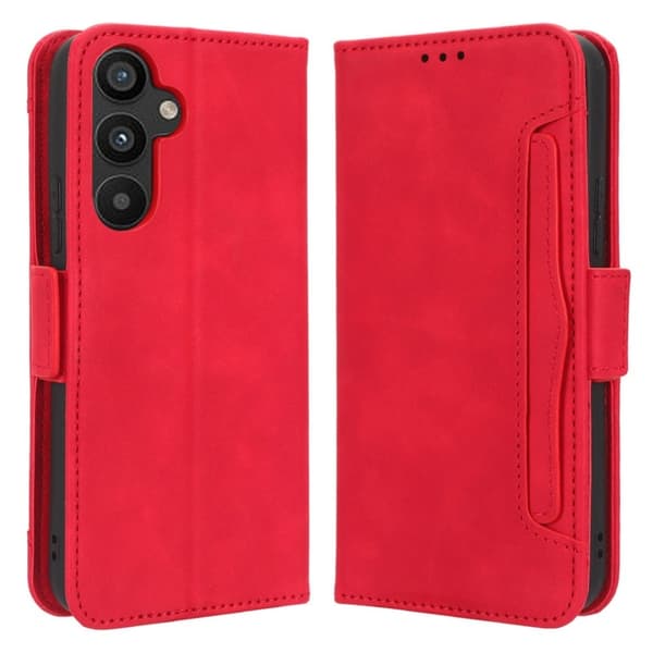 Stilfuldt Læder Etui med Pung til Samsung Galaxy A34 5G - Rød Red