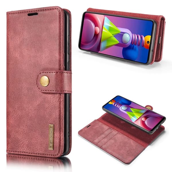DG.MING Samsung Galaxy M51 2-in-1 pung etui - rød Red
