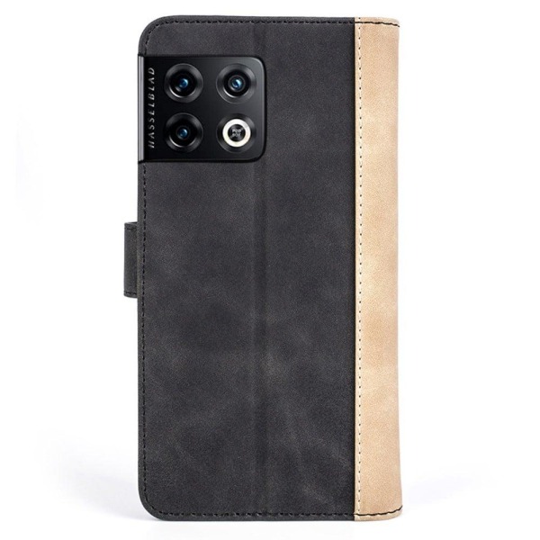 To Farvet Læder Flip Etui til OnePlus 10 Pro - Sort Black