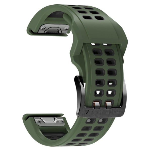 Garmin Fenix 7 / 6 / 5 silikoninen ranneke - Armeijan Vihreä / Musta Green