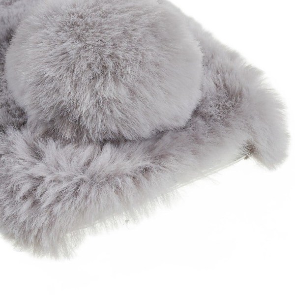 Fluffy Rabbit iPhone 14 Plus skal - Silver/Grå Silvergrå