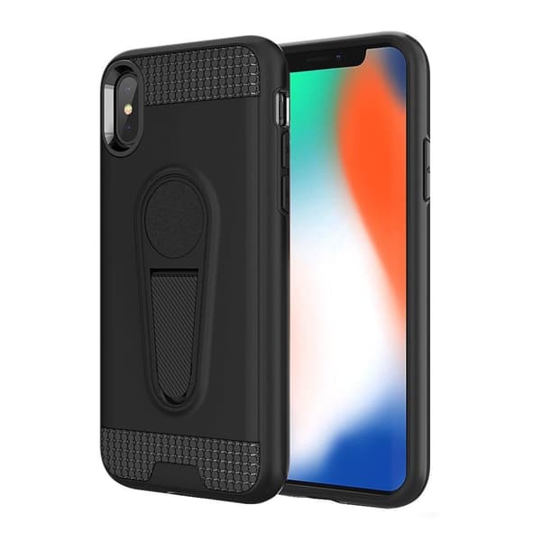 iPhone 9 Plus mobilskal metall plast silikon utfällbart ställ magnetisk bilhållare - Svart Svart
