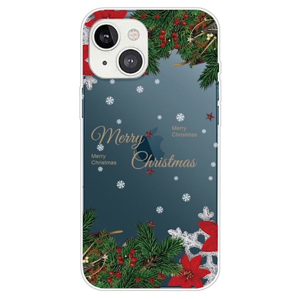 Juleveske til iPhone 14 Plus - Pinjetrær Og Snøfnugg Green