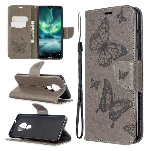 Butterfly Nokia 7.2 / 6.2 flip case - Grå Silver grey