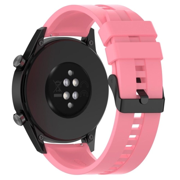 20mm Universal silicone watch strap - Black Steel Buckle / Pink Rosa
