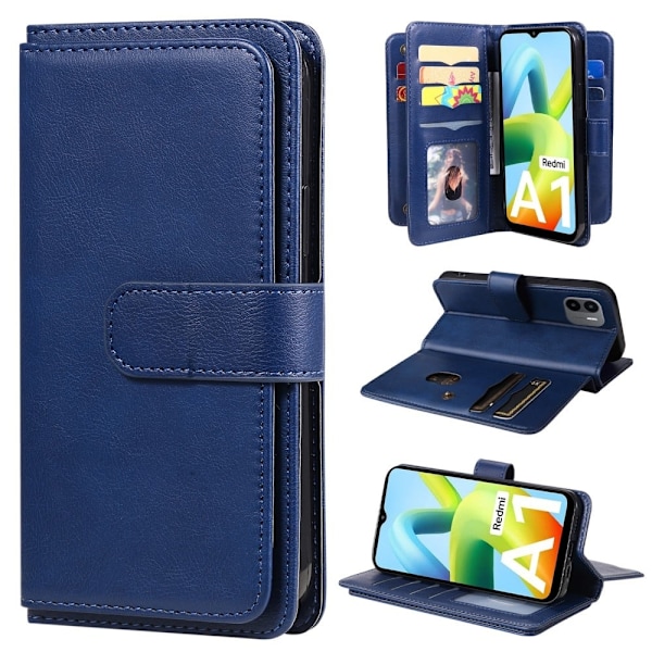 10-slot Lompakko Suojakotelo For Xiaomi Redmi A1 - Tummansininen Blue