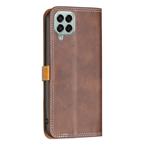 BINFEN tofarget læretui for Samsung Galaxy M33 5G - Kaffe Brown