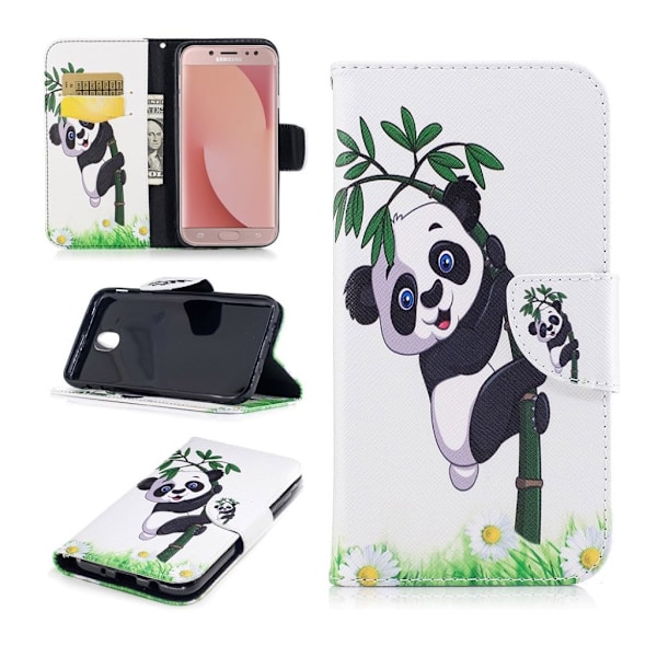 Samsung Galaxy J7 (2017) trendikäs nahkakotelo - Panda puussa Multicolor