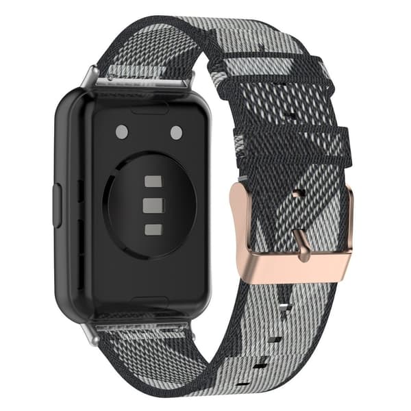 Klockarmband i nylon för Huawei Watch Fit 2 - Grå Randig Silvergrå