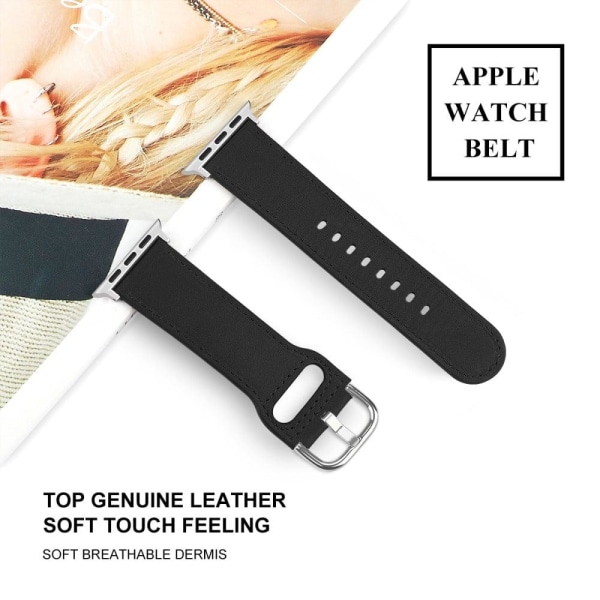 Apple Watch (45mm) Mjuk Top Layer äkta Läder Klockarmband - Svar Svart