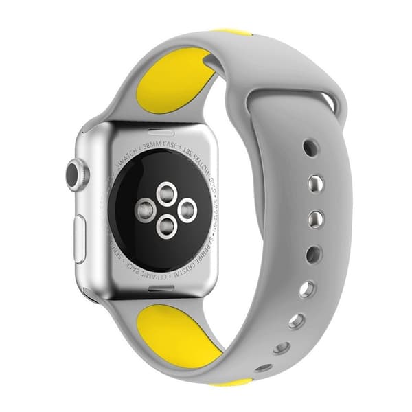 Apple Watch 38mm Tvåfärgat flexibelt klockband - Grå grön Gul