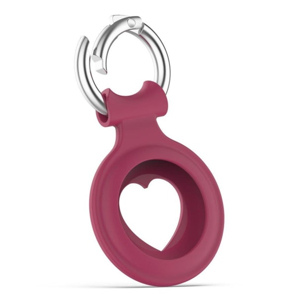 AirTags heart design silicone cover with spring buckle - Wine Re Röd