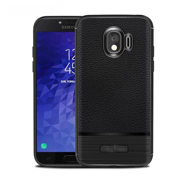 Samsung Galaxy J4 (2018) litchi tekstur penslet etui - Sort Black