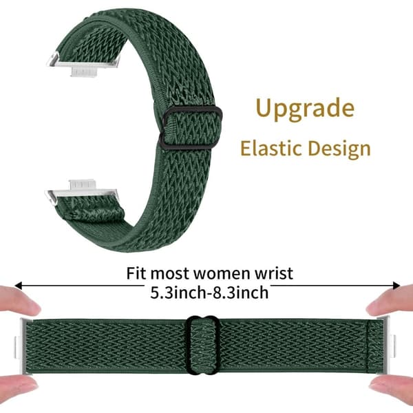 Huawei Watch Fit 3 Justerbart nylonklokkebånd Wave Design Elastisk håndleddsrem - Militærgrønn Green