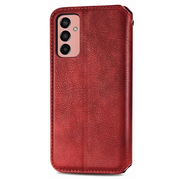 Läder Samsung Galaxy M13 4G fodral med romb-design - Röd Röd
