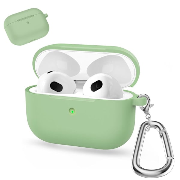 AirPods silikonfodral med karbinhake - Mintgrön Grön