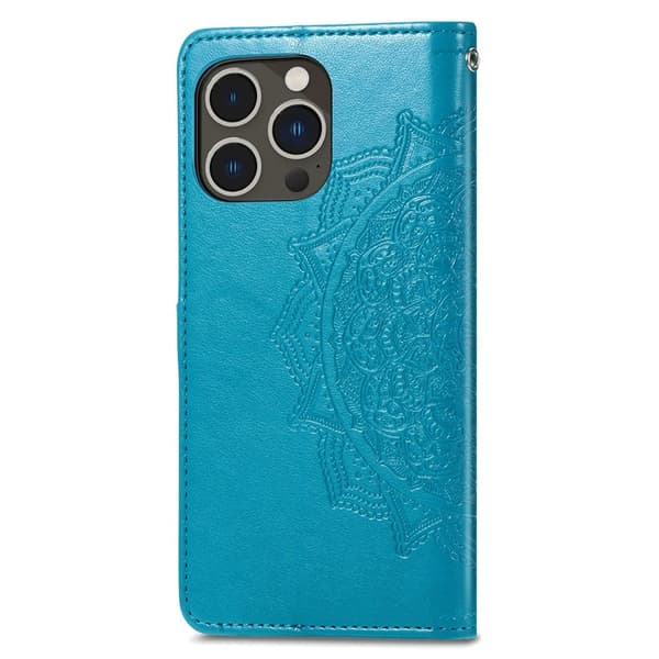 Mandala iPhone 15 Pro Max læderetui - Blå Blue