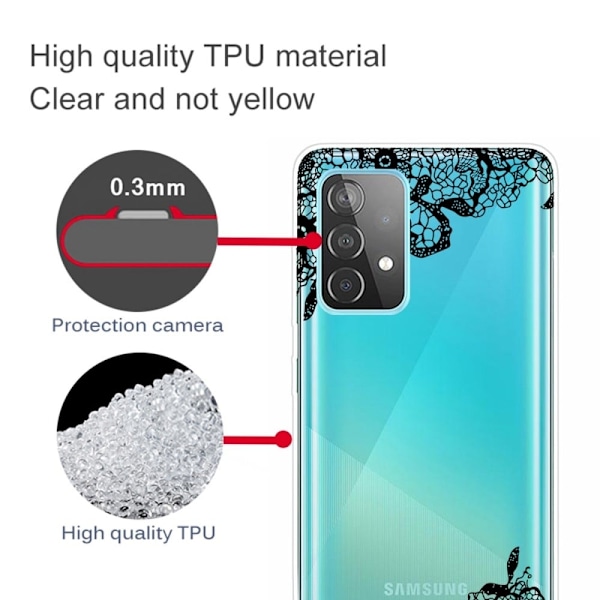 Deco Samsung Galaxy A23 skal - Spetsblomma Svart