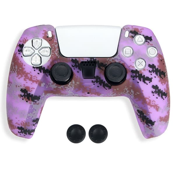 DATA FROG Sony Playstation 5 Game Controller Anti-Skid Silicone Case Gamepad Protective Deksel med 2 vippehetter - Mønster 17 Purple