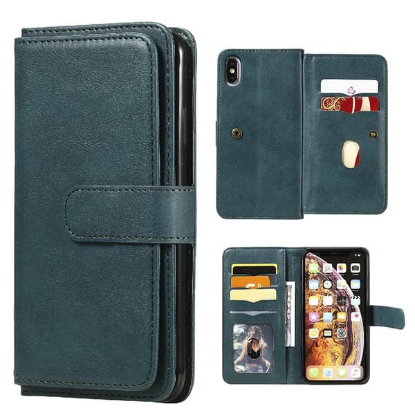 iPhone Xs Max etui med pung & 10 kortpladser – Grøn Green