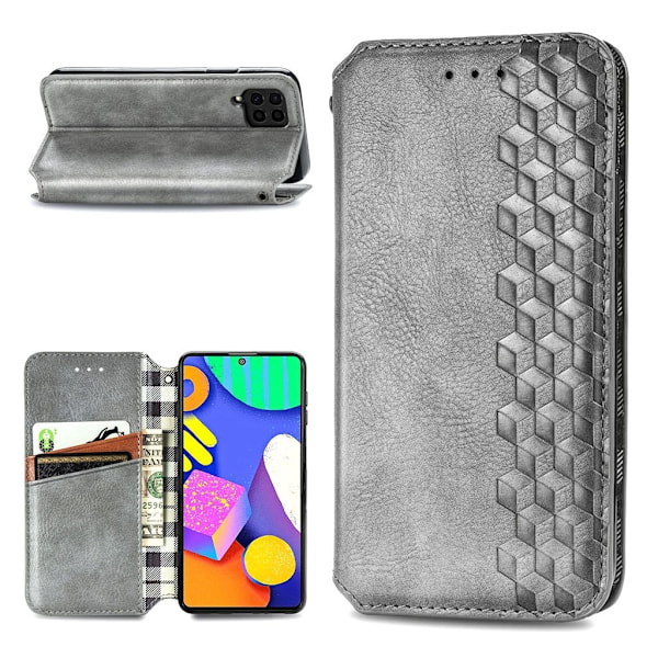 Läder Samsung Galaxy M62 / Samsung Galaxy F62 fodral med romb-design - Grön Grön