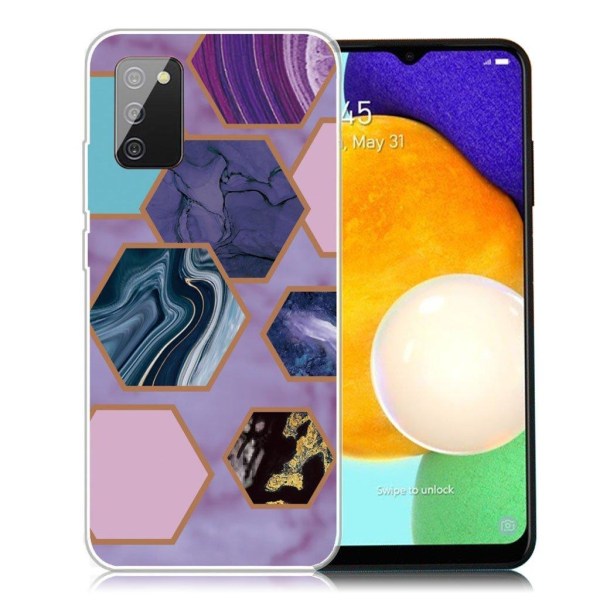 Marble design Samsung Galaxy A03s cover - Sekskanter I Lilla Baggrund Purple