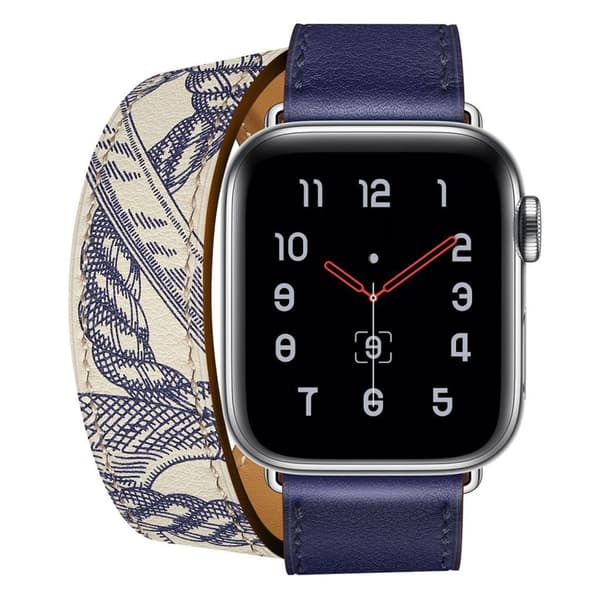 Apple Watch Series 5 40mm mönstrat klockarmband i äkta läder - Blå Blå